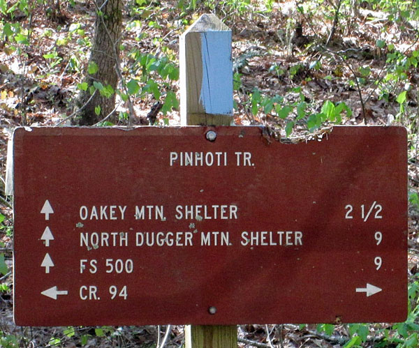 SOBO Mileage sign at CR94